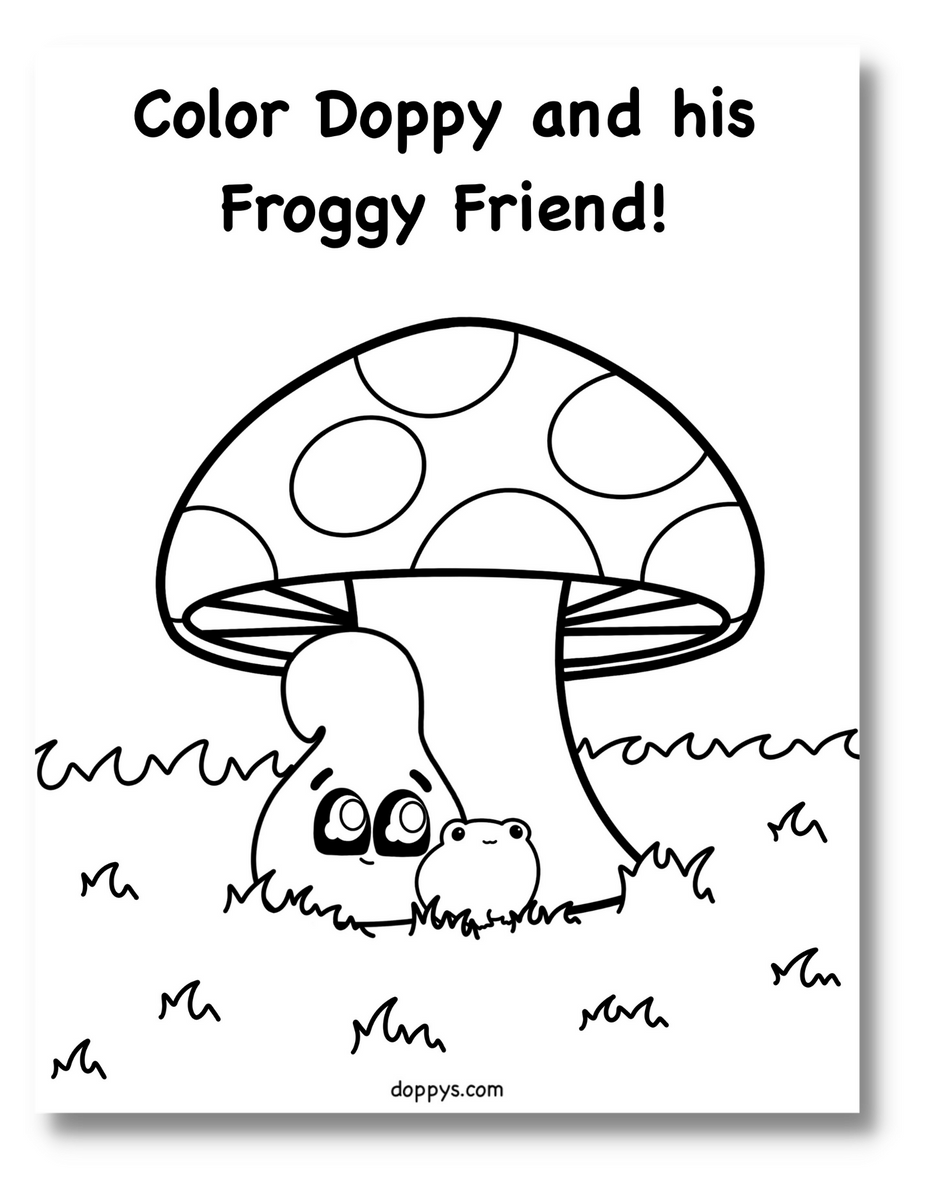 Coloring Page for Kids: Doppy Under the Mushroom – Doppys