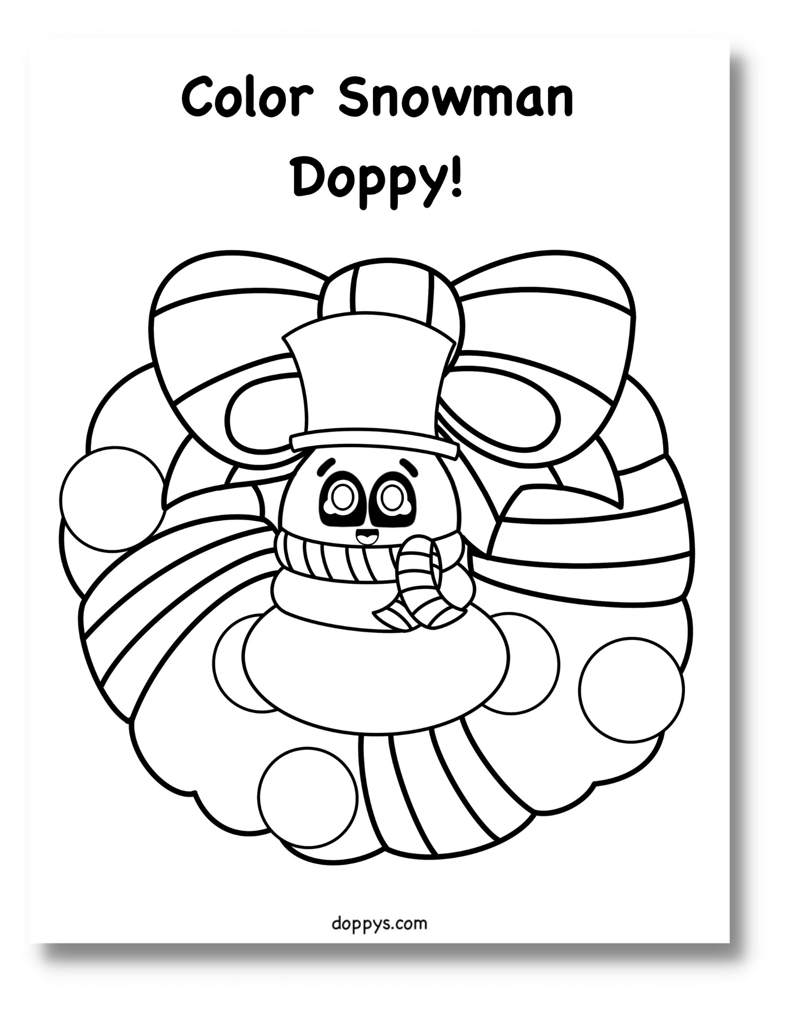 Christmas Coloring Page for Kids: Snowman Doppy