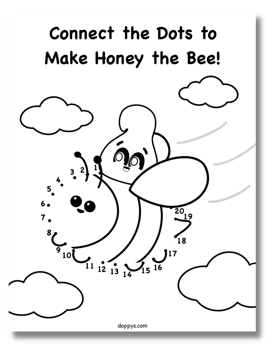 Dot to Dot Printable: Doppy and Honey the Bee – Doppys