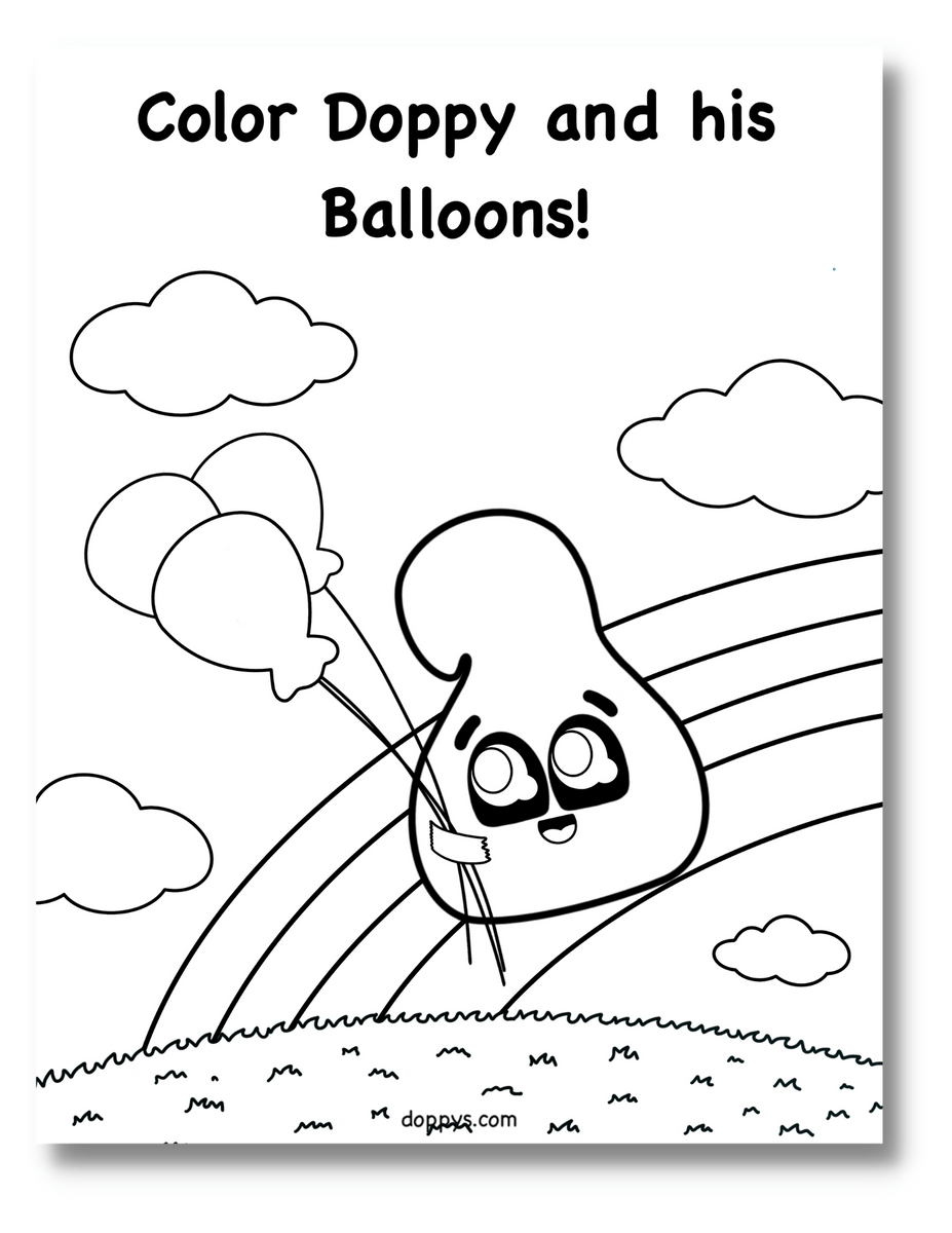 Coloring Page for Kids: Doppy and his Balloons – Doppys