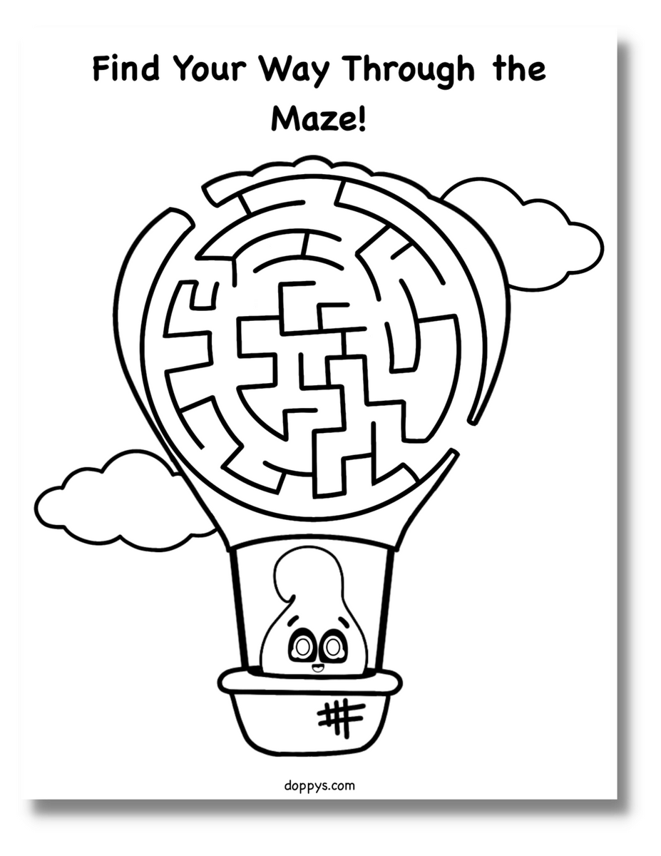 Maze Printable for Kids: Doppy and Hot Air Balloons – Doppys